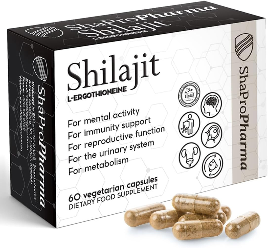 Shapropharma Shilajit L-Ergothioneine 60 vegetarian capsules kaina