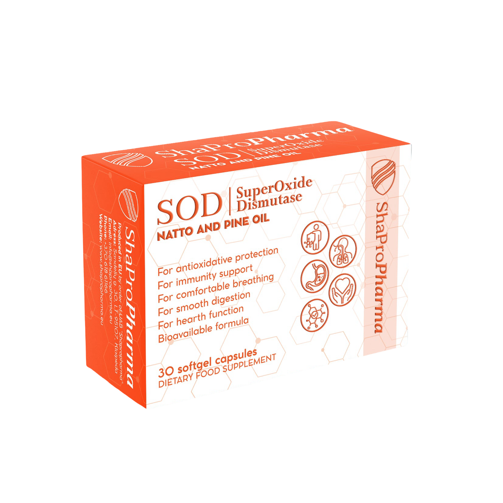 Shapropharma SOD (Superoksido dismutazė + Natto + Paprastosios pušys) 30 kapsulių kaina