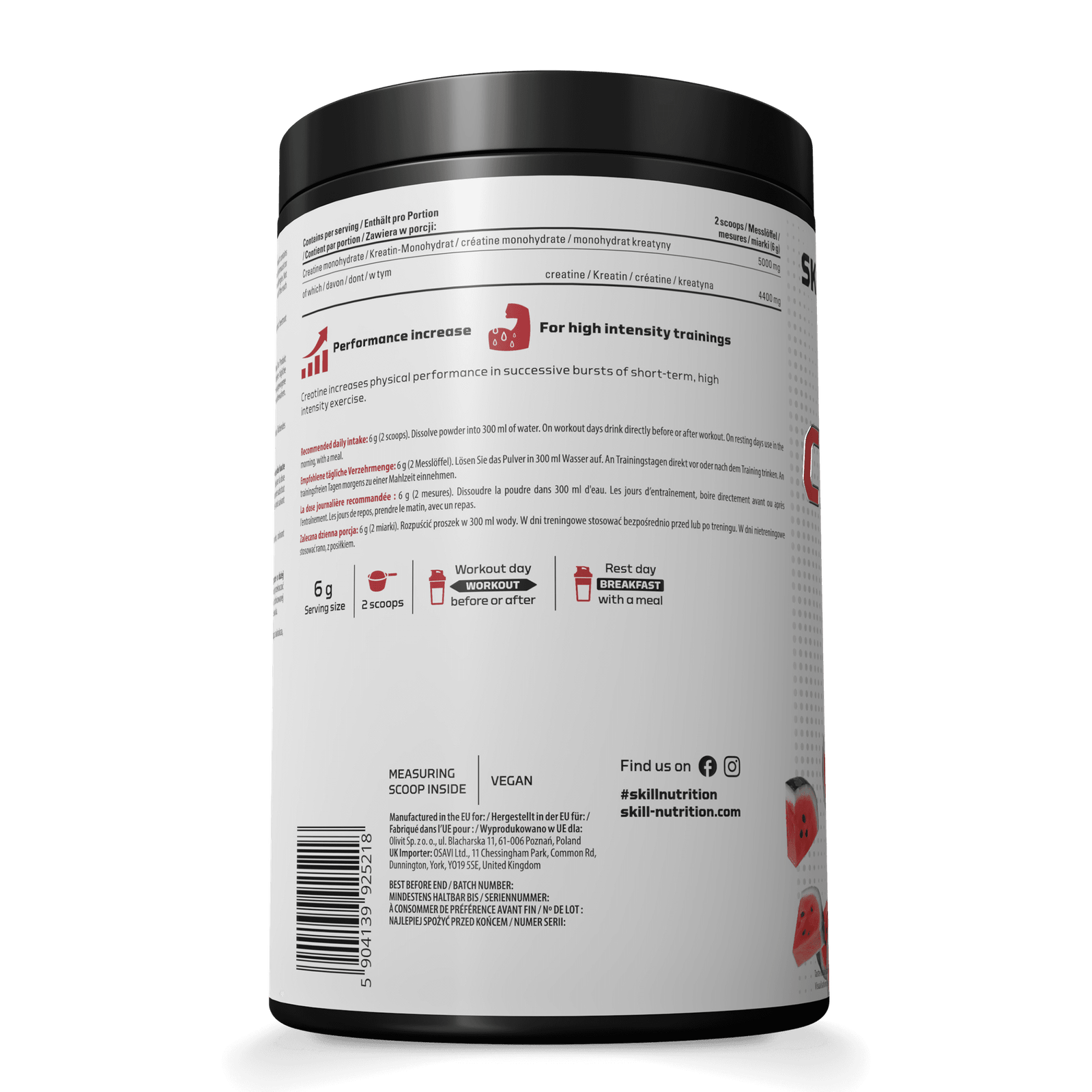 Skill Nutrition Micronised Creatine Monohydrate - 500 grams lenteles