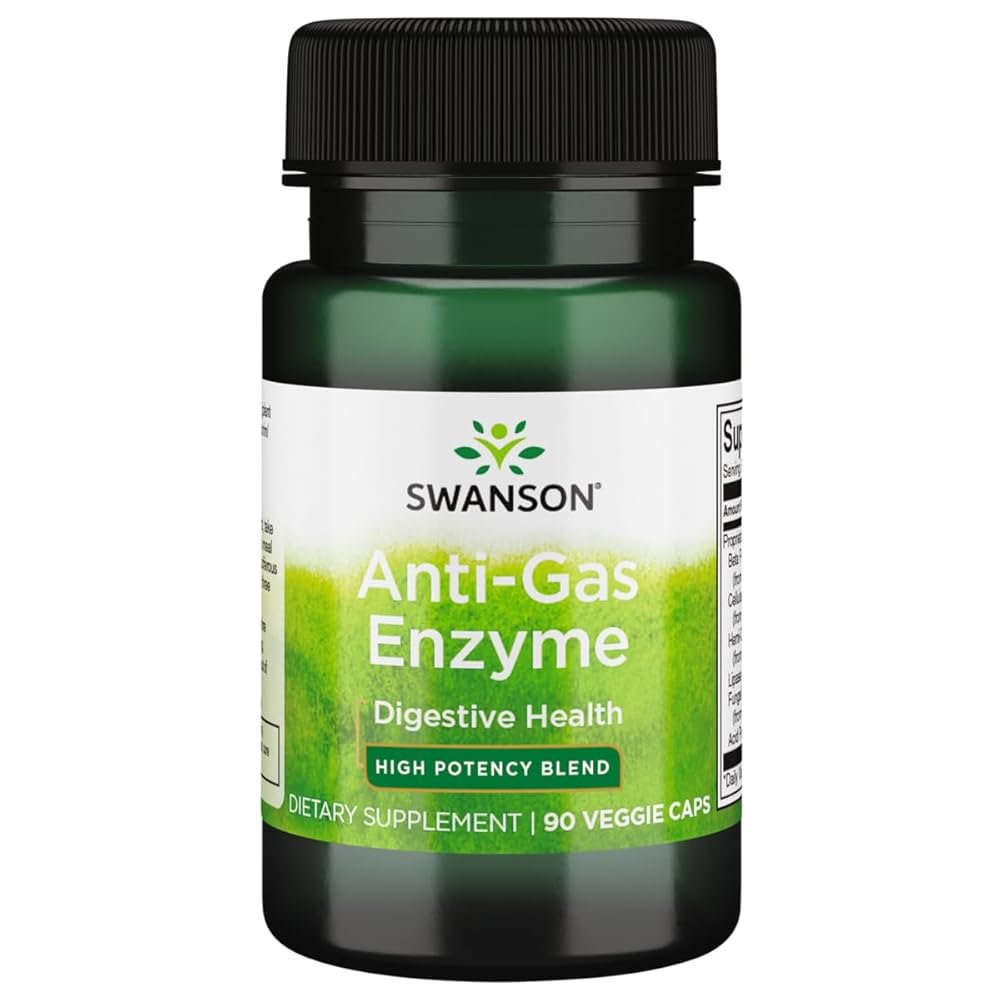 Swanson Anti-Gas Enzyme 123 mg 90 Veg Caps kaina