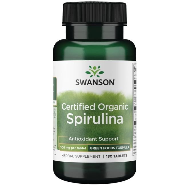 Swanson Certified Organic Spirulina - 180 tablets pirkti