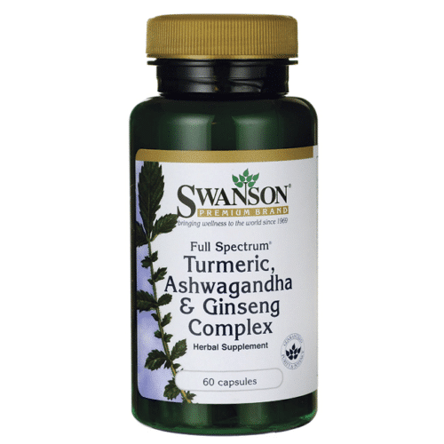 Swanson Full Spectrum Turmeric, Ashwagandha & Ginseng Complex 60 caps kaina