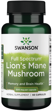 Swanson Lion’s Mane Mushroom 500mg 60 caps kaina akcija