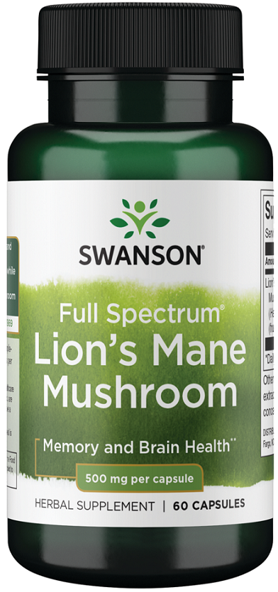 Swanson Lion’s Mane Mushroom 500mg 60 caps kaina akcija