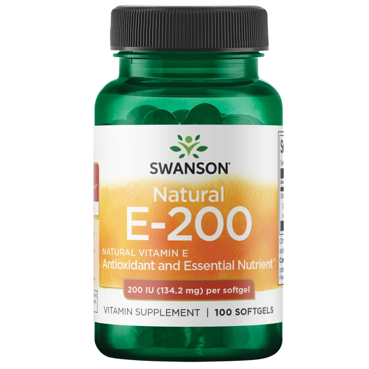 Swanson Natural Vitamin E 200IU 100 softgels kaina akcija pigu (1)