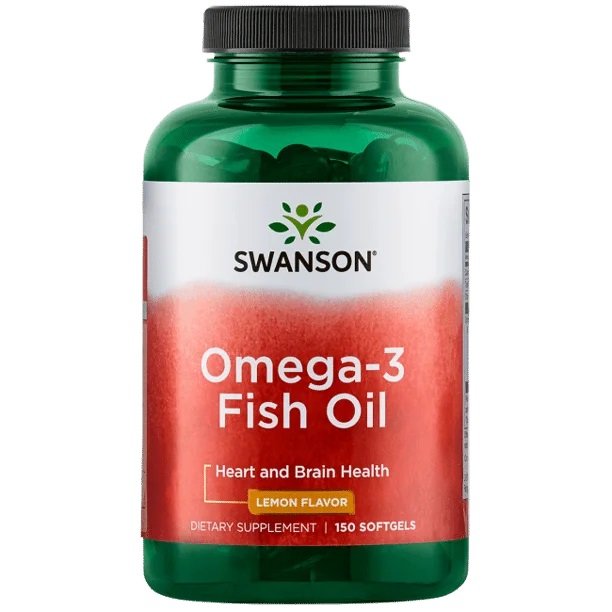 Swanson-Omega-3-Fish-Oil-Lemon-Flavor-1-g-150-Softgels kaina