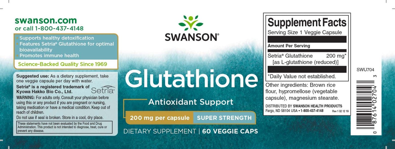 Swanson Reduced Glutathione Double Strength 60 vcaps etikete