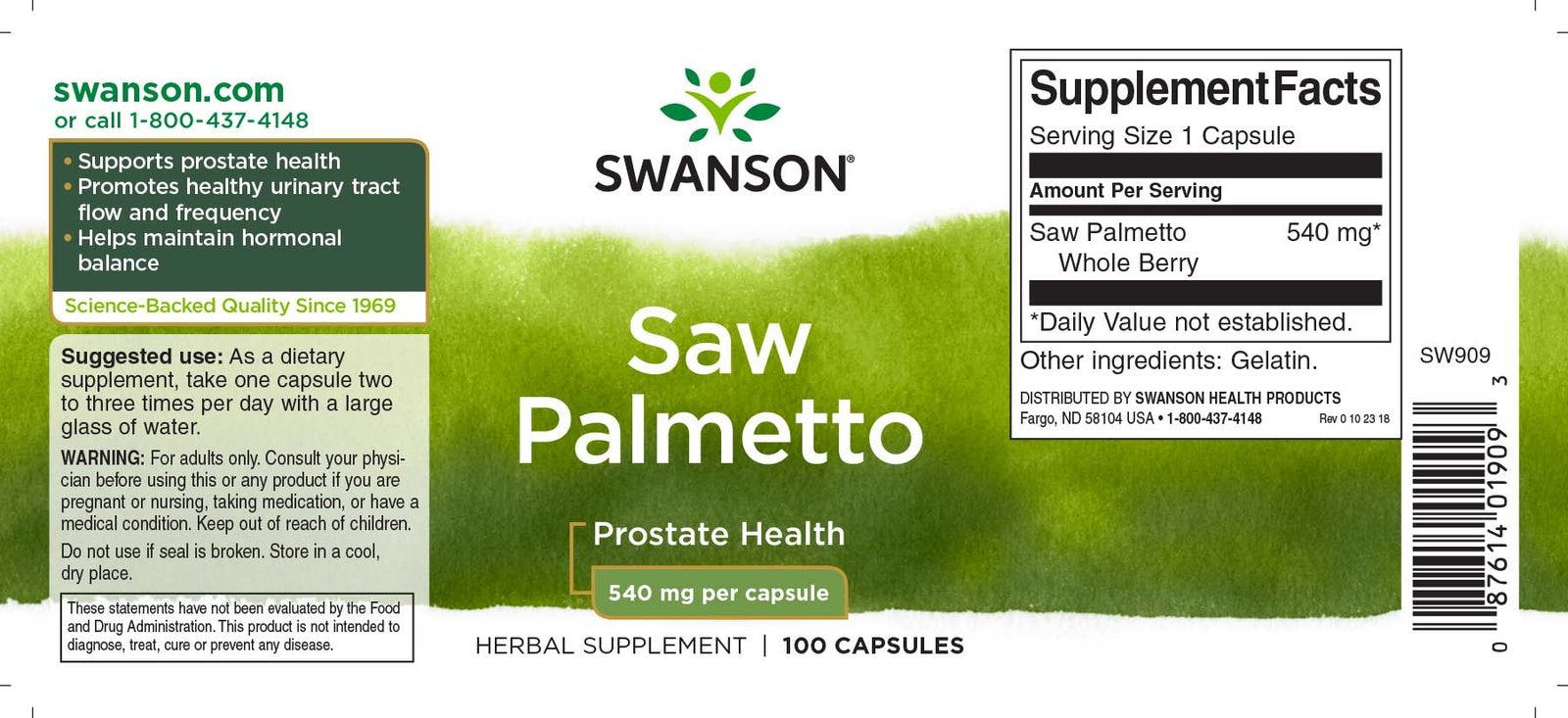swanson saw palmetto etikete gulscioji serenoja