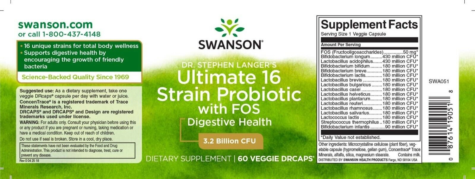 Swanson Ultimate 16 Strain Probiotic 60 caps. sudetis