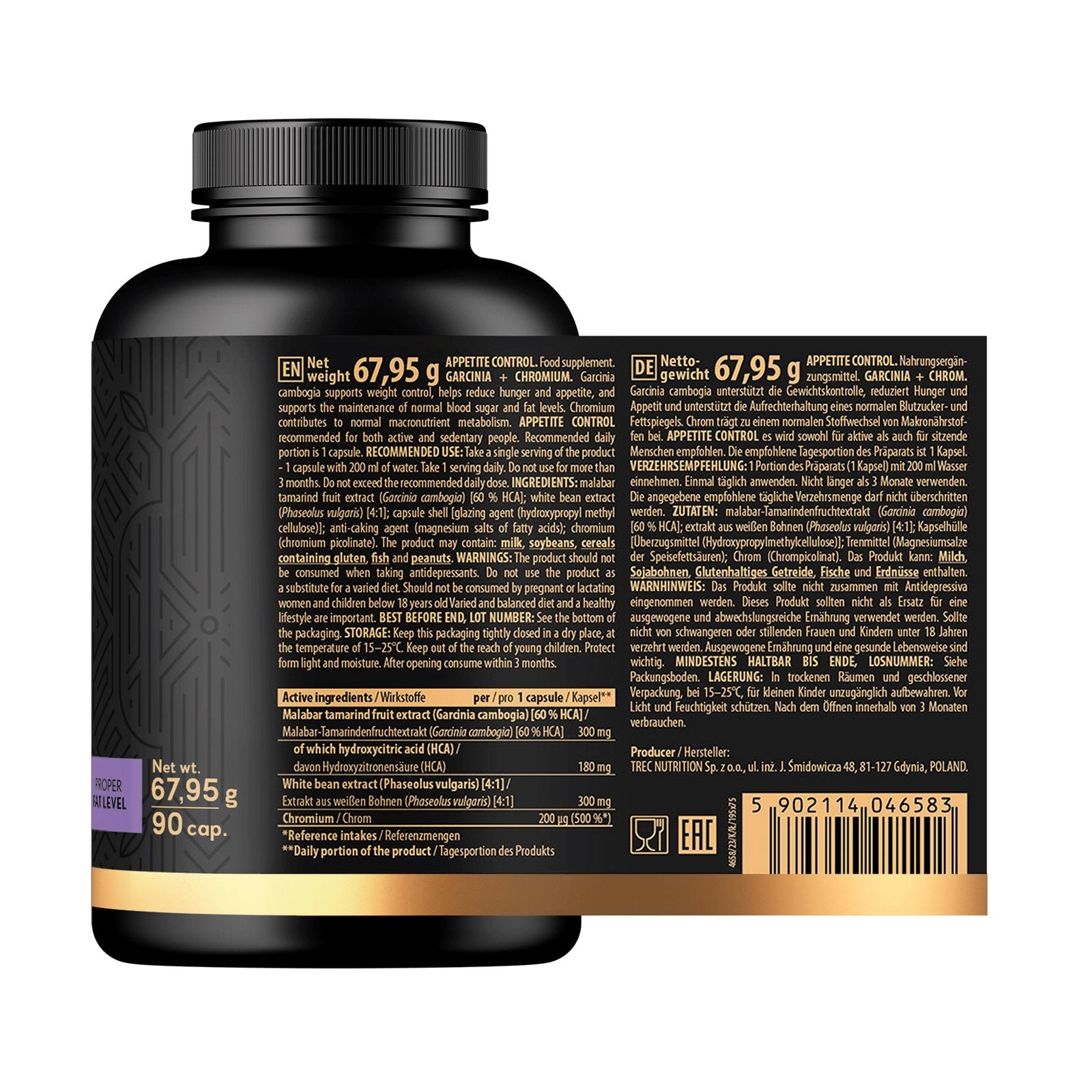 Trec Nutrition Apetito kontrolė 90 kapsulių etikete