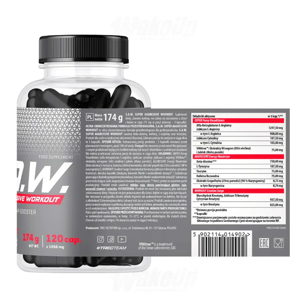 Trec Nutrition SAW 120 kapsulių kaina sudetis