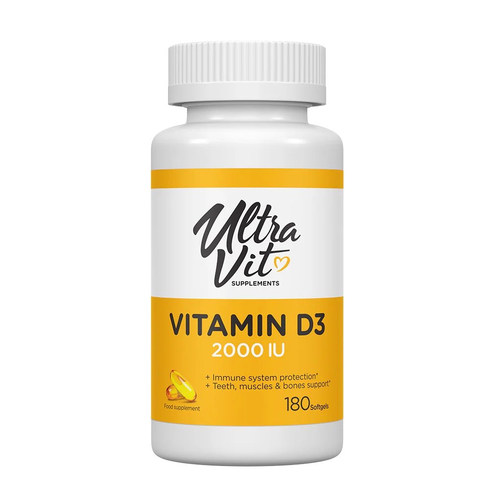 UltraVit Vitamin D3 2000 IU 180 softgels kaina
