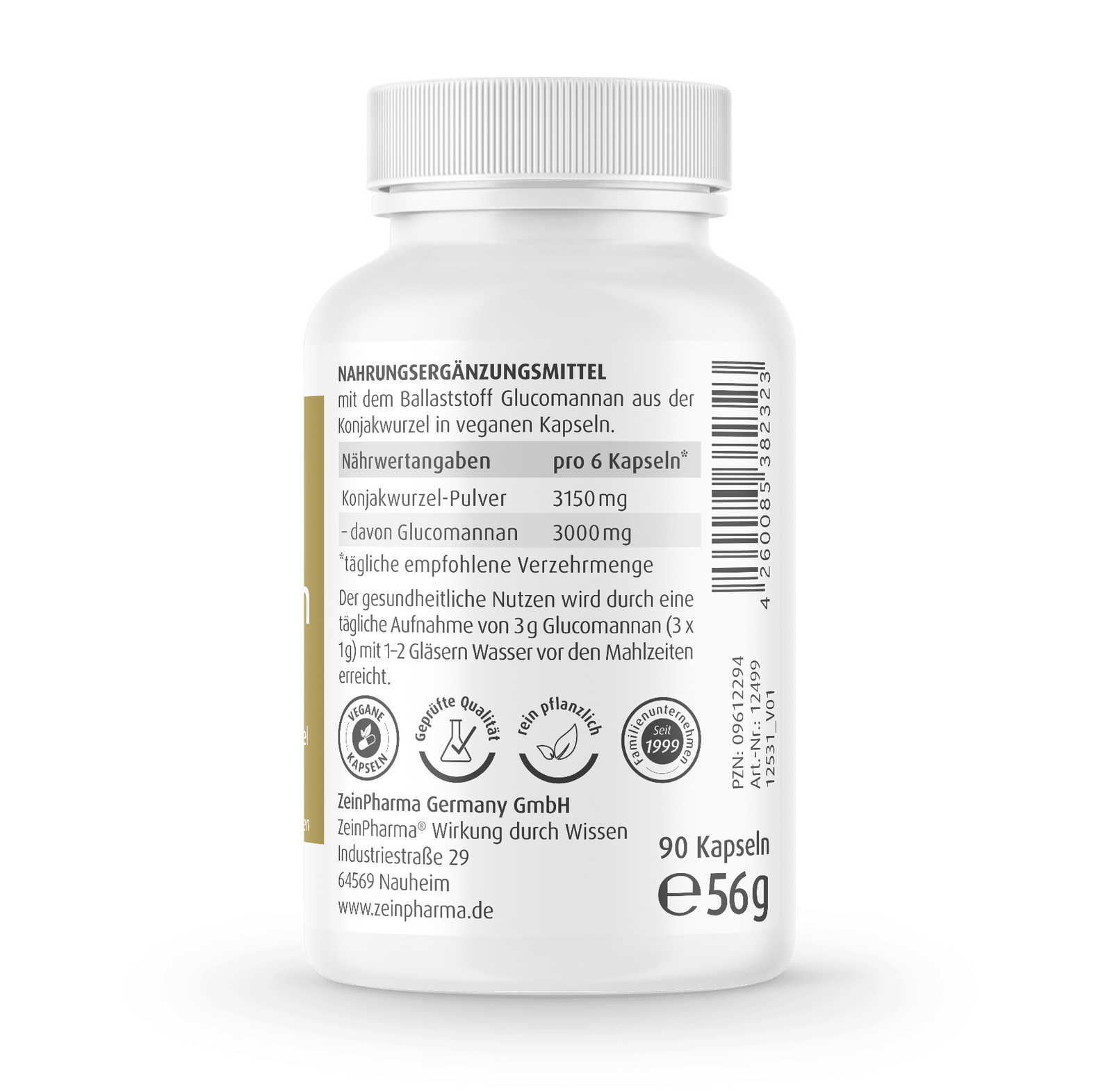 Zein Pharma Glucomannan 500 mg - 90 caps sudetis