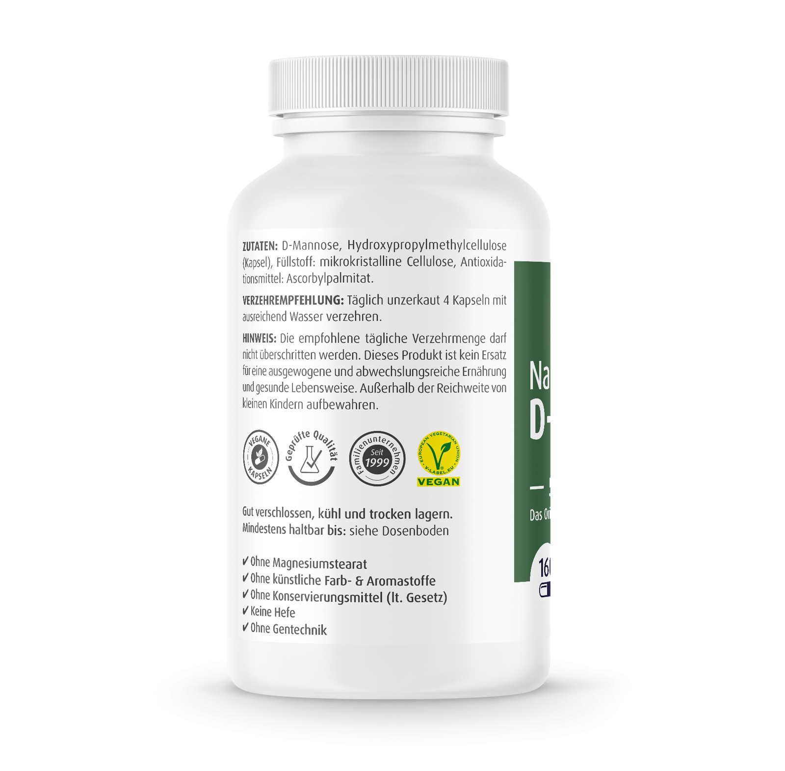 Zein Pharma Natural D-Mannose - 500mg, 160 capsules vartojimas