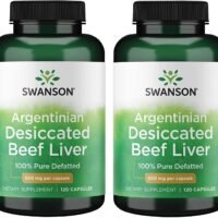 2x Swanson Desiccated Beef Liver 500mg – 100% Pure Defatted – 120 caps