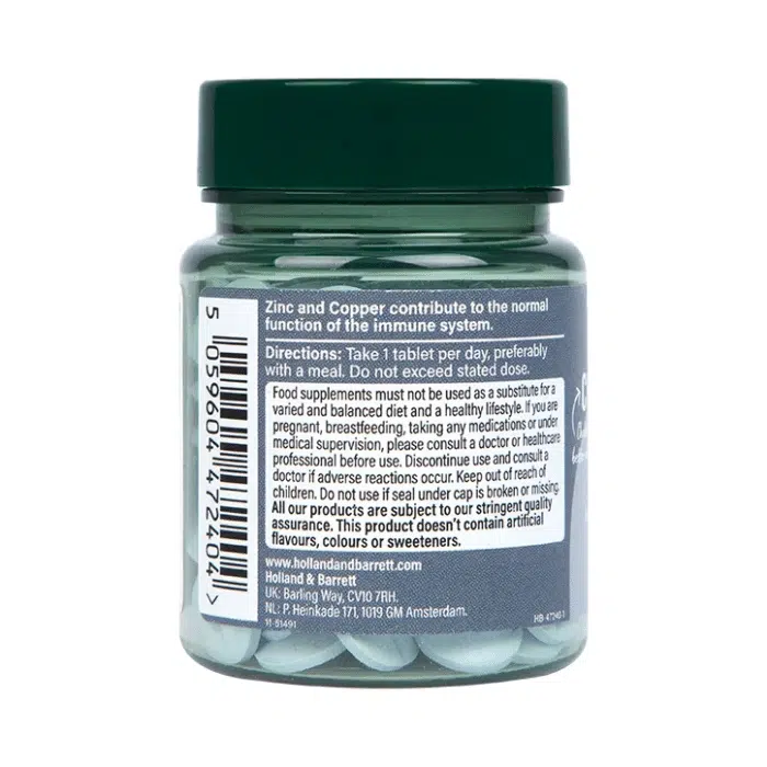 Holland & Barrett High Strength Chelated Zinc 15mg with Copper - 60 tablets - Image 3