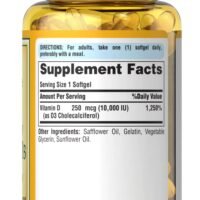 Puritan’s Pride Sunvite Mega-Potency Vitamin D3 250 mcg (10000 IU) 100 rapid release Softgels - Image 2
