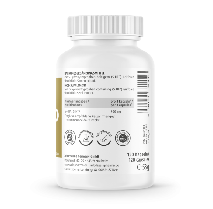 ZeinPharma Griffonia 5-HTP Capsules 100 mg - 120 caps - Image 3