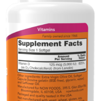 Now Foods Vitamin D-3 5000 IU 120 Softgels - Image 3