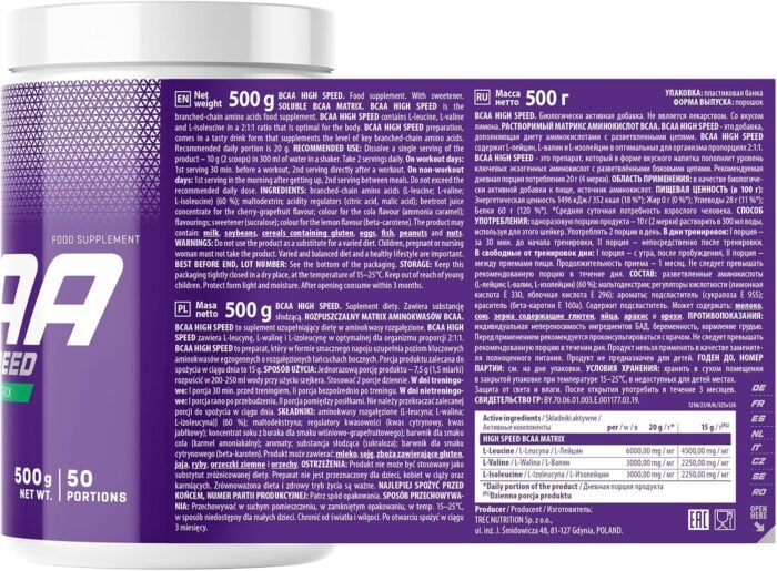TREC BCAA HIGH SPEED 500g JAR - Image 4