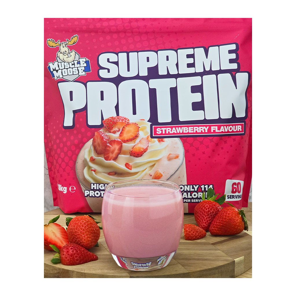 Muscle Moose Supreme Protein – 1.8 kg Strawberry (60 porc.) - Image 3