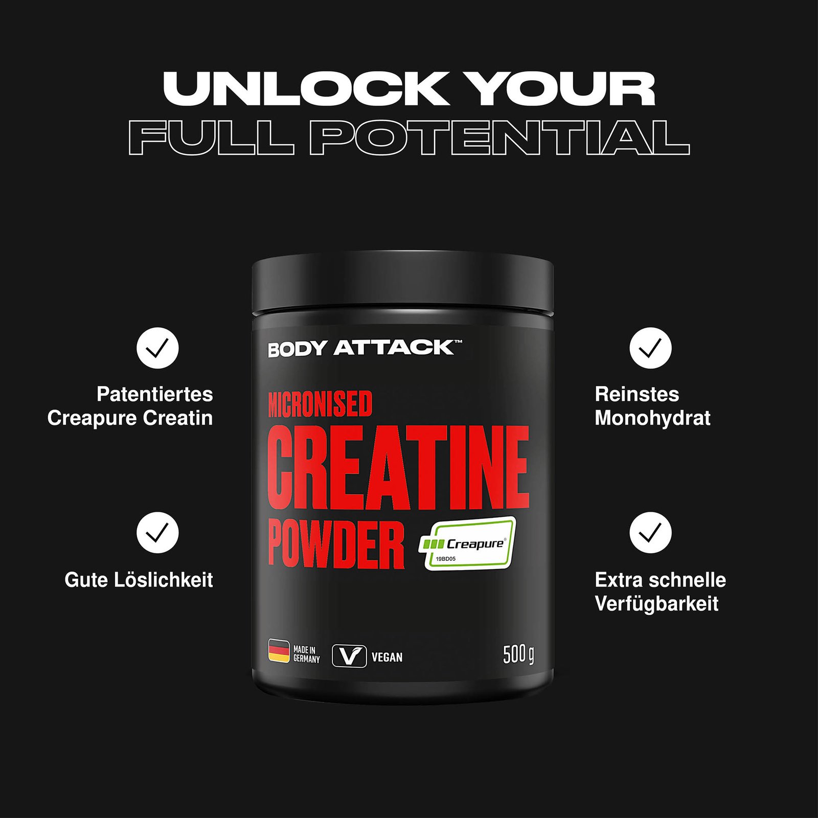 Body Attack Micronised Creatine Powder Creapure® 500 g - Image 3
